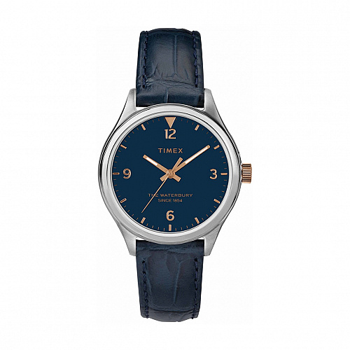 Waterbury Traditional 34mm Leather Strap - Blue